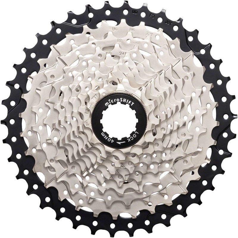 microSHIFT Sword Cassette - 10 Speed 11-38t Full Steel Construction Satin Nickel