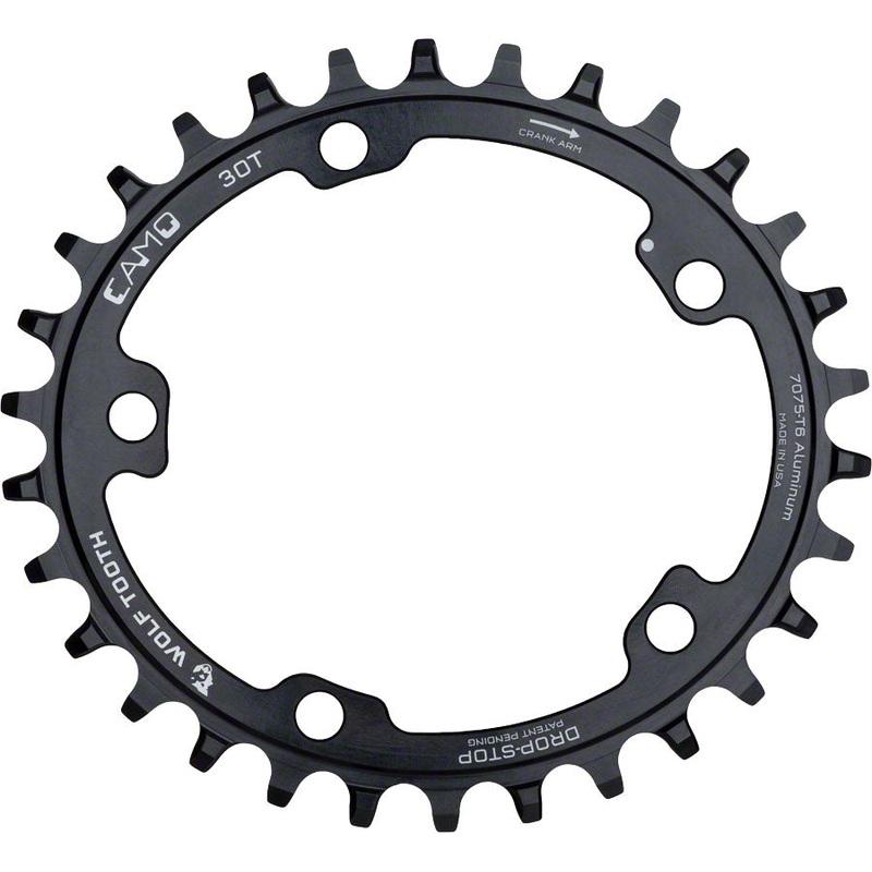Wolf Tooth CAMO Aluminum Elliptical Chainring - 32t Wolf Tooth CAMO Mount Drop-Stop B BLK
