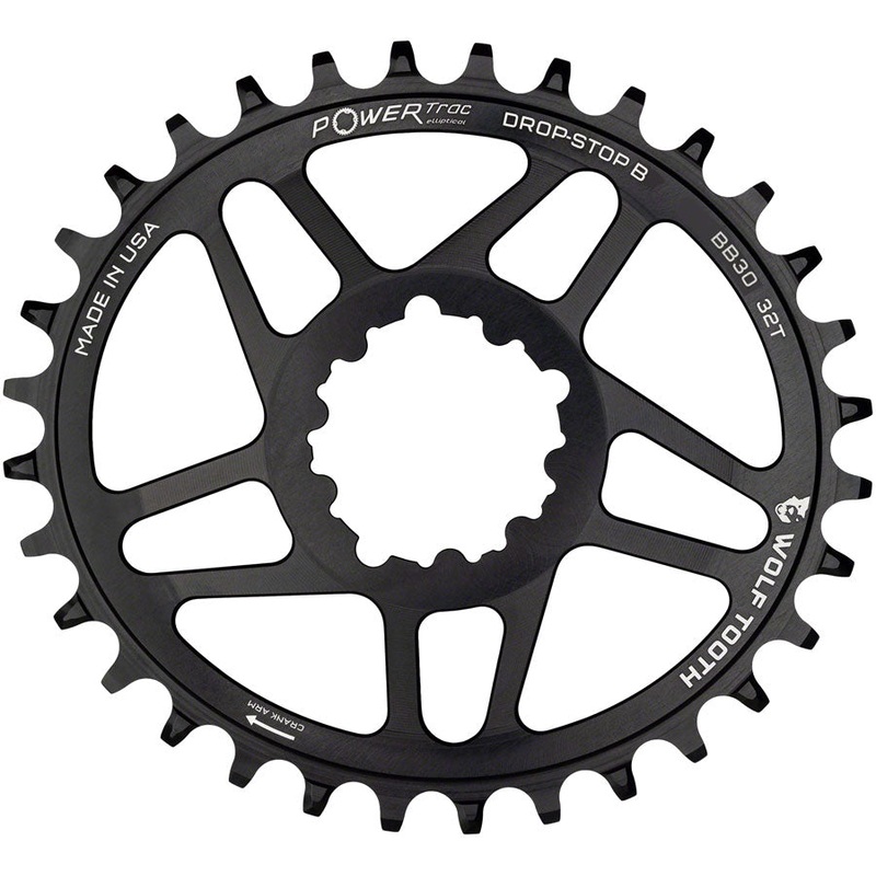 Wolf Tooth Elliptical Direct Mount Chainring - 32t SRAM Direct Mount Drop-Stop B For SRAM BB30 Short Spindle Cranks 0mm Offset BLK