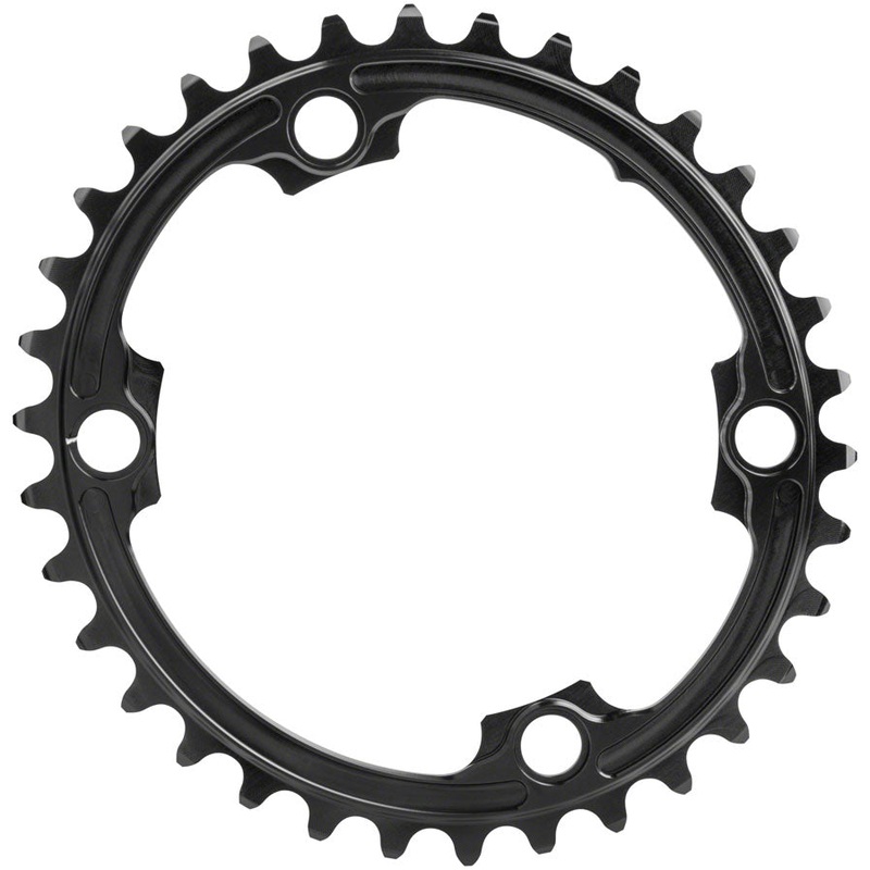 Absolute Black Premium Oval Road Chainring 4x110BCD 34T - Black
