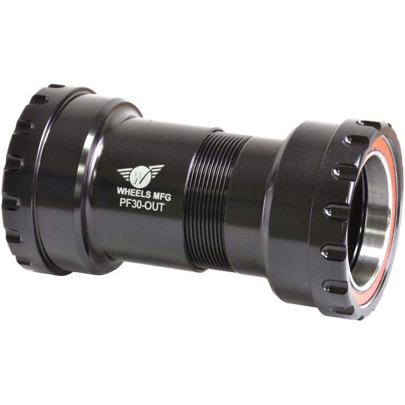 Wheels Manufacturing PF30 Outboard Bottom Bracket - For 30mm Spindle ABEC-3 Bearings PressFit Thread Together BLK