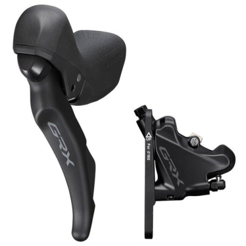 Shimano GRX ST-RX600 Shift/Brake Lever with BR-RX400 Hydraulic Disc Brake Caliper - Left/Front, 2x, Flat Mount Caliper, Black