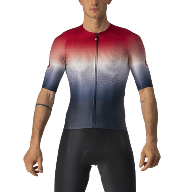 Castelli Aero Race 6.0 Mens Cycling Jersey (Savile Blue/Pro Red)