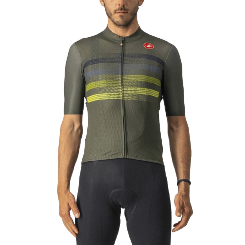 Castelli Endurance Pro Mens Cycling Jersey (Military Green/Blue/Sulphur)