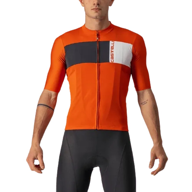 Castelli Prologo 7 Mens Cycling Jersey (Fiery Red/Light Black/Ivory)