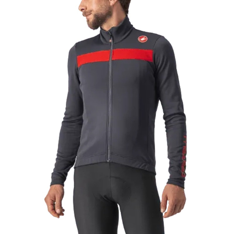 Castelli Puro 3 Mens Cycling Jersey (Dark Gray/Red Reflex)
