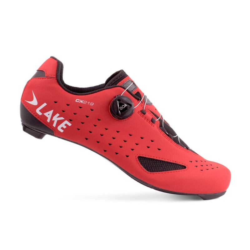 Lake CX219 Wide Road Cycling Shoes (Red/White)