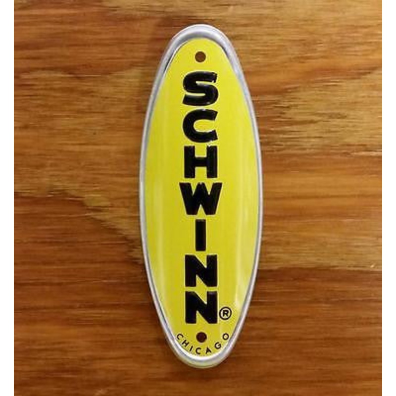 SCHWINN BICYCLE PLATE HEAD BADGE SCHWINN APPROVED KRATES STINGRAY YELLOW