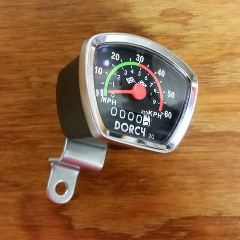 BICYCLE SPEEDOMETER WITH BRACKET DORCY RACING FLAG VINTAGE NOS