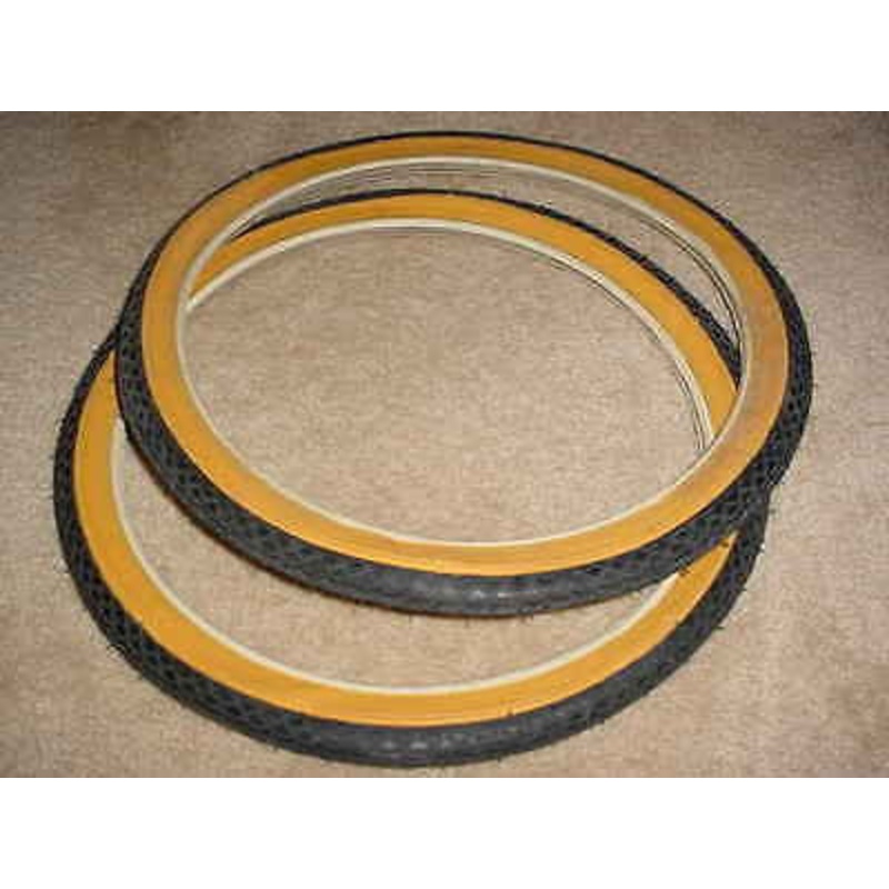 BICYCLE TIRES 16 X 1 3/8  GUM WALLS STREET TREAD FIT SCHWINN RALEIGH NOS