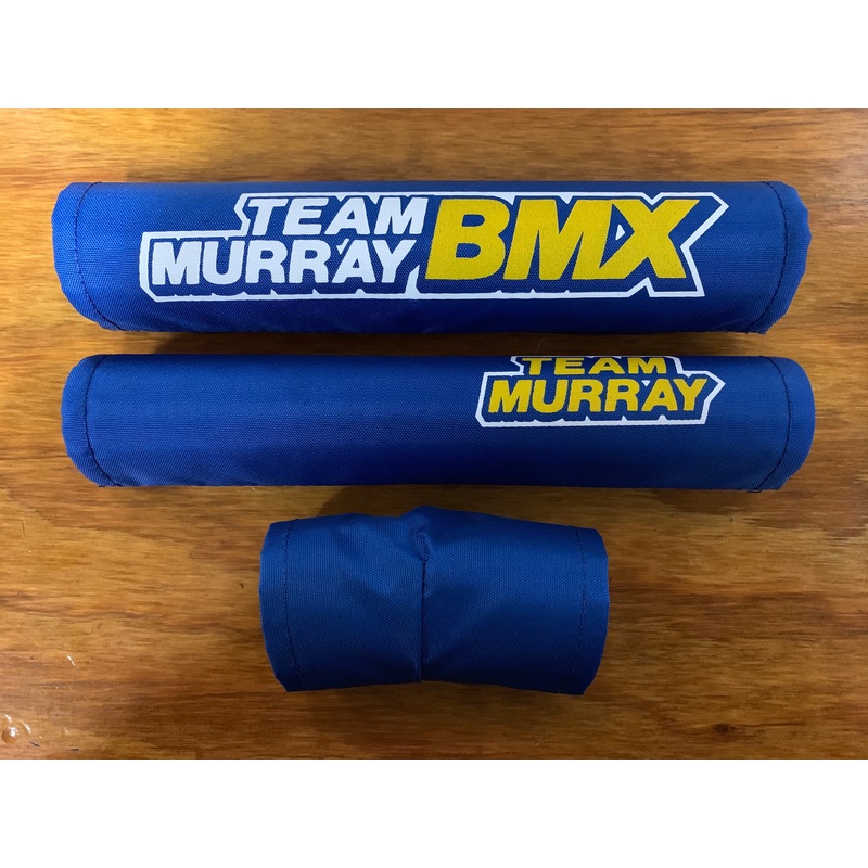 OLD SCHOOL BMX BICYCLE PAD SET TEAM MURRAY BLUE / YELLOW / WHITE VINTAGE NOS