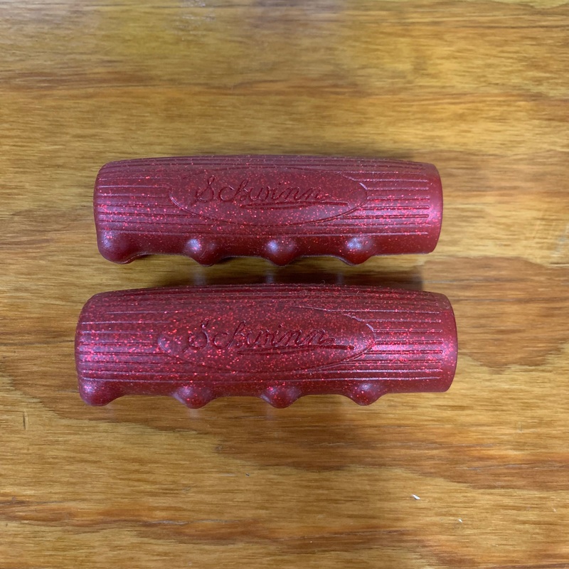 SCHWINN CHUBBY GRIPS RED GLITTER FITS SCHWINN STINGRAYS ROAD BIKES & OTHERS NOS