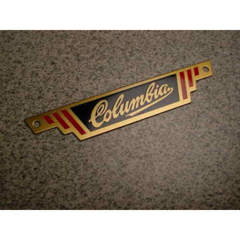 COLUMBIA BICYCLE REAR RACK BADGE NAME PLATE BRASS 1941 FIVE STAR BIKES OTHERS