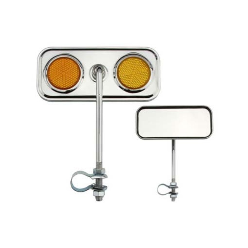 Rectangle Mirror Chrome Amber Reflectors.