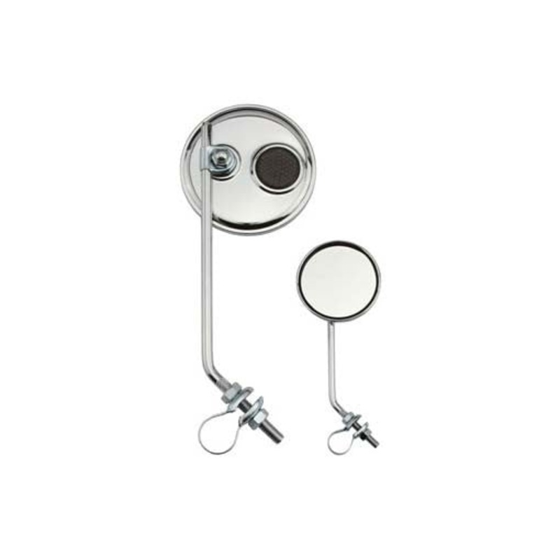 Round Mirror Chrome Black Reflectors.
