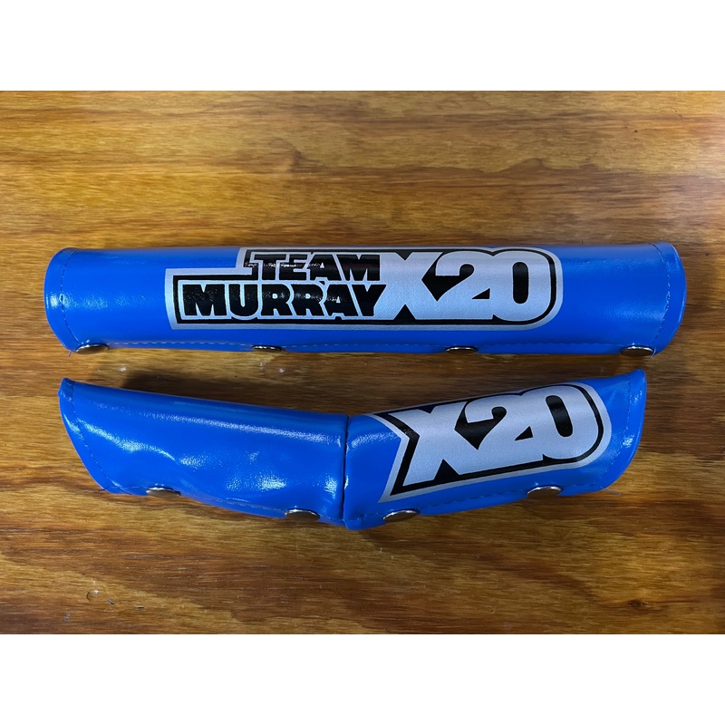 OLD SCHOOL BMX BLUE TEAM MURRAY X20 FRAME TOP TUBE & V BAR PADS VINTAGE NOS