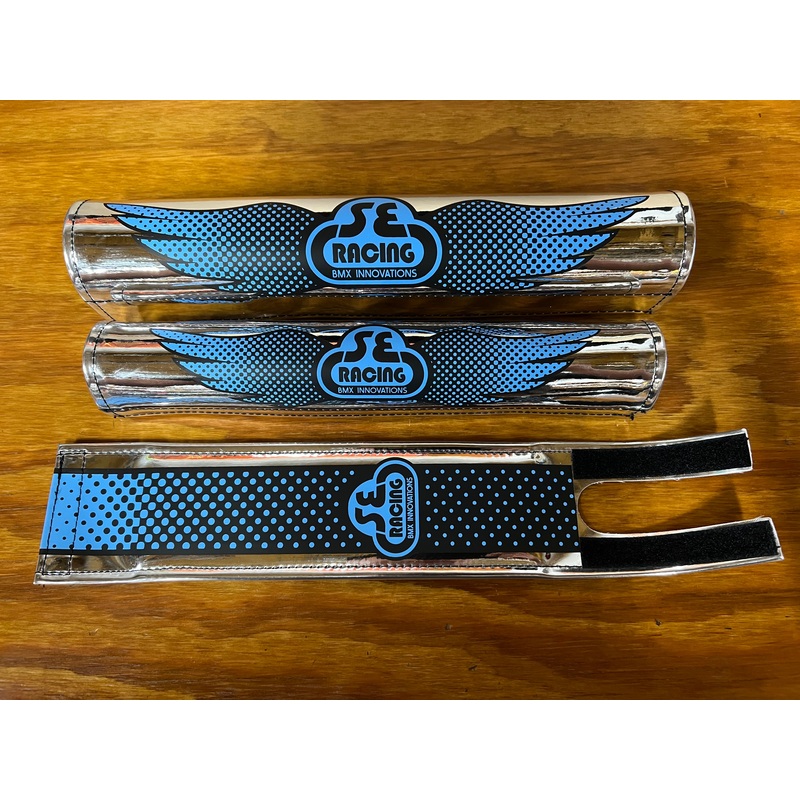 SE RACING BMX INNOVATIONS PAD SET CHROME BLUE & BLACK FITS SE BIKES & OTHERS NEW
