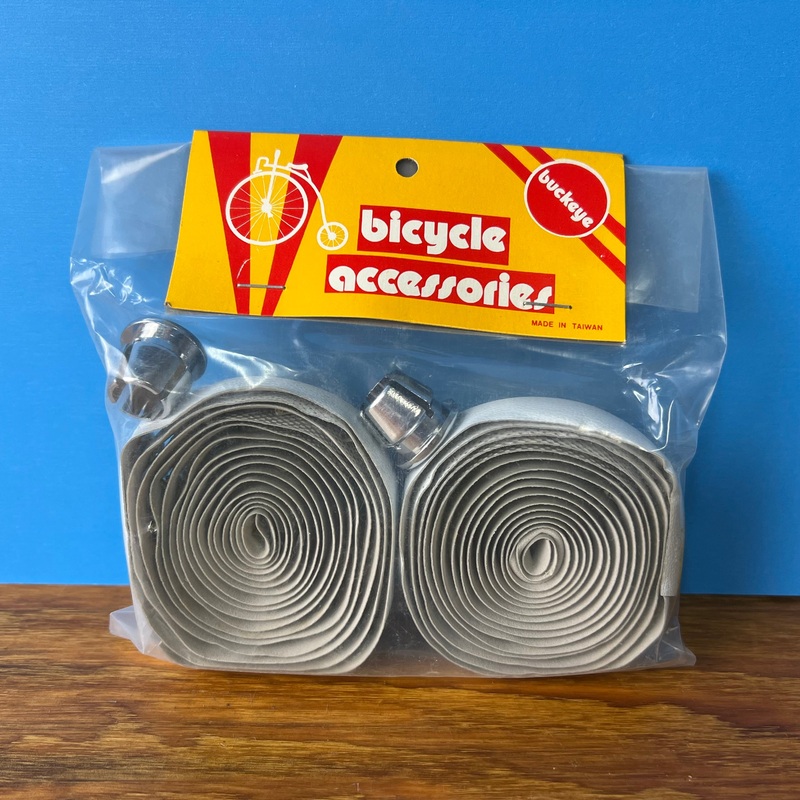 BICYCLE HANDLEBAR TAPES & PLUGS SOLID WHITE FITS SCHWINN & OTHERS VINTAGE NOS