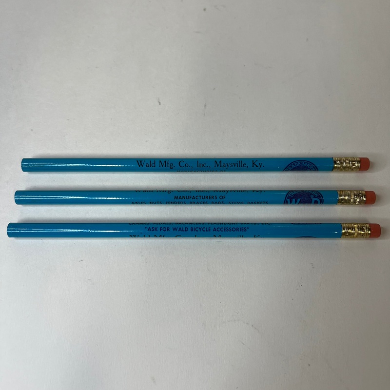 VINTAGE WALD INCORPORATED BICYCLE PARTS ADVERTISING PENCILS LOT OF 3 BLUE