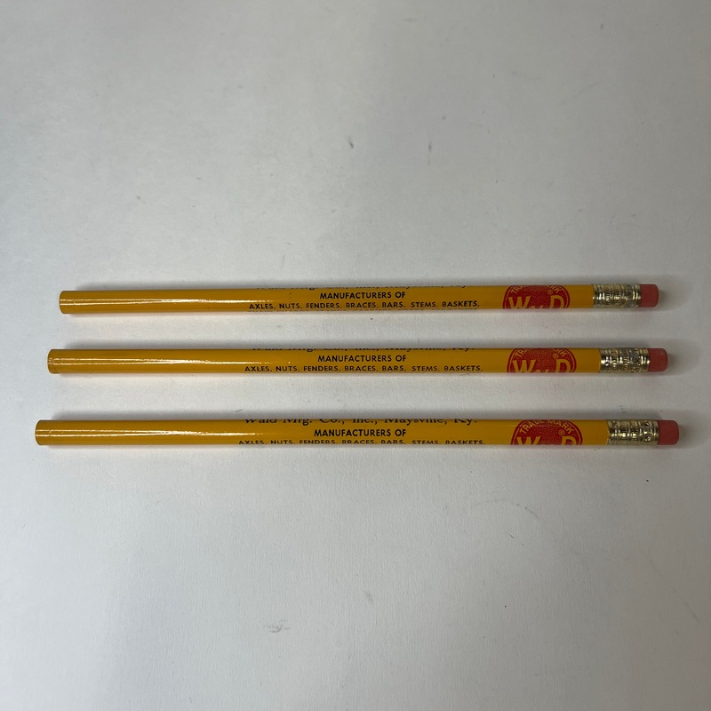VINTAGE WALD INCORPORATED BICYCLE PARTS ADVERTISING PENCILS LOT OF 3 DARK YELLOW